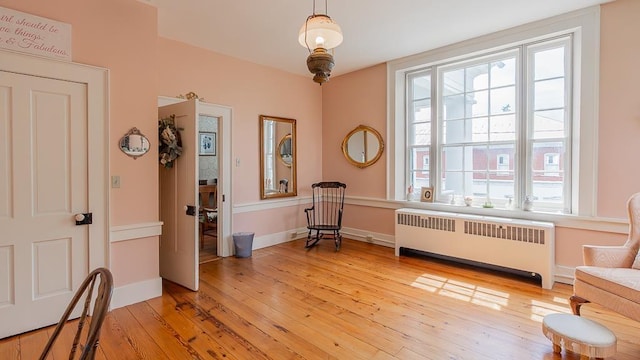 111 Main St S, Bridgewater, VA 22812 - sitting room featuring radiator, light wood-style floors, and baseboards