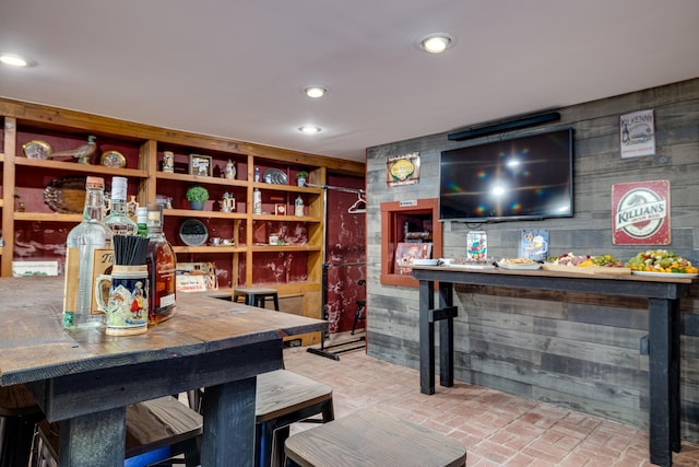 111 Main St S, Bridgewater, VA 22812 - indoor dry bar featuring brick floors and recessed lighting