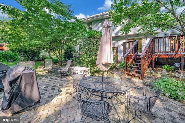 10415 Shaw Dr, Spotsylvania, VA 22553 - view of patio / terrace with a deck, stairway, outdoor dining area, and a grill