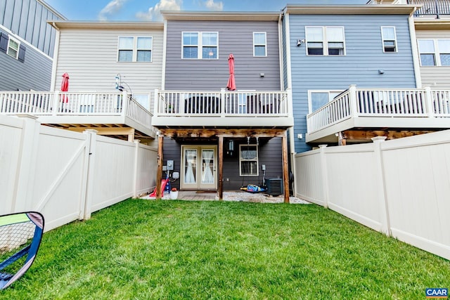 1509 Delphi Ln, Charlottesville, VA 22911 - back of house featuring french doors, central air condition unit, and a gate