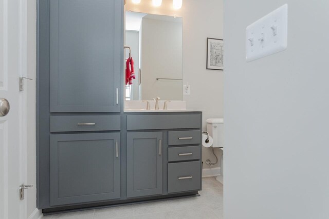 bathroom with tile patterned floors, vanity, and toilet