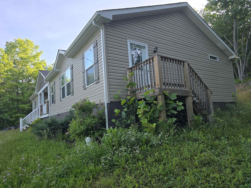 41 Scenic Hills Dr, Waynesboro, VA 22980 - view of side of home featuring stairs, crawl space, and a deck