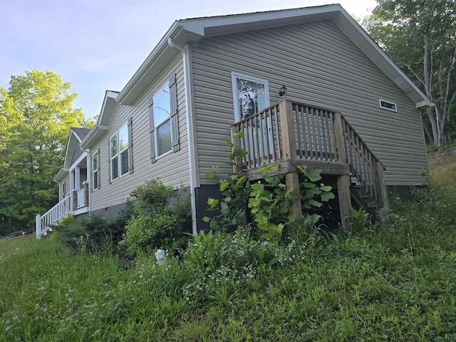 41 Scenic Hills Dr, Waynesboro, VA 22980 - view of side of home featuring stairs, crawl space, and a deck