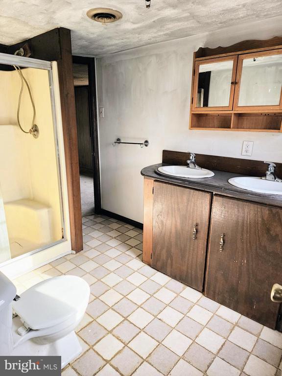 354 Carpenter Ln, Mineral, VA 23117 - bathroom with a stall shower and double vanity