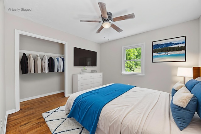 3416 Point Rd E, Elkton, VA 22827 - bedroom featuring a closet, wood finished floors, and ceiling fan