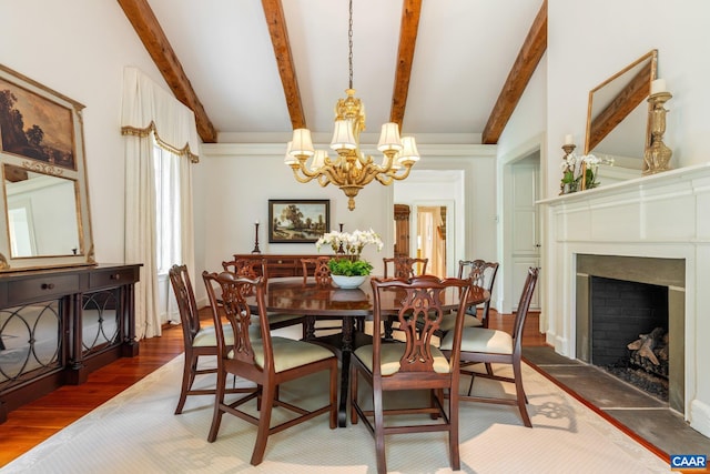 353 Bloomfield Rd, Charlottesville, VA 22901 - dining room featuring a chandelier, wood finished floors, and a fireplace with flush hearth