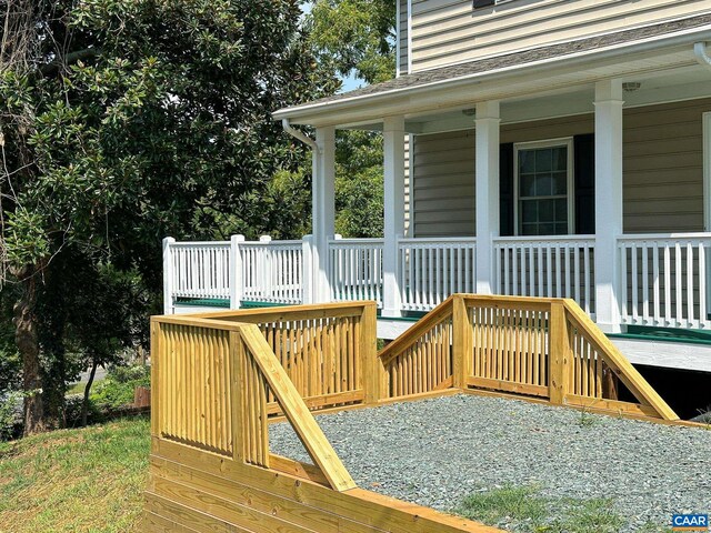 deck featuring a porch