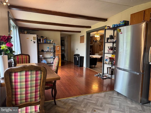 633 Ridge View Ln, Shenandoah, VA 22849 - dining space with beam ceiling and wood finished floors