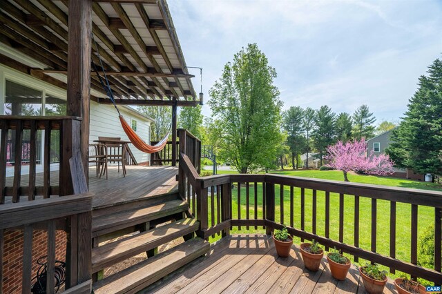 3340 Meadowfield Ln, Charlottesville, VA 22911 - wooden terrace with a lawn