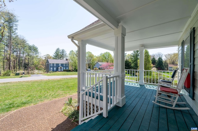 3340 Meadowfield Ln, Charlottesville, VA 22911 - wooden deck featuring covered porch and a yard