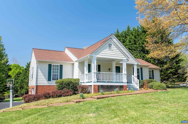 3340 Meadowfield Ln, Charlottesville, VA 22911 - view of front of home with covered porch, a front lawn, and a shingled roof