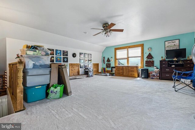 120 Wildflower Ln, Luray, VA 22835 - interior space featuring a ceiling fan, carpet flooring, and lofted ceiling