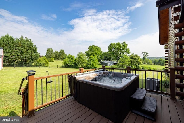 120 Wildflower Ln, Luray, VA 22835 - wooden deck featuring a hot tub and a yard