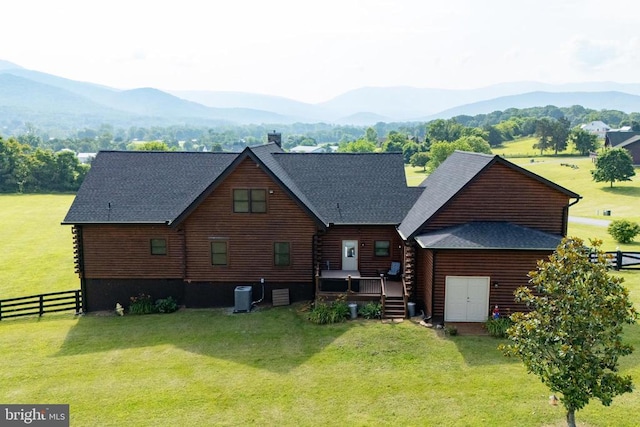 120 Wildflower Ln, Luray, VA 22835 - view of front of house featuring log siding, a deck with mountain view, and a shingled roof