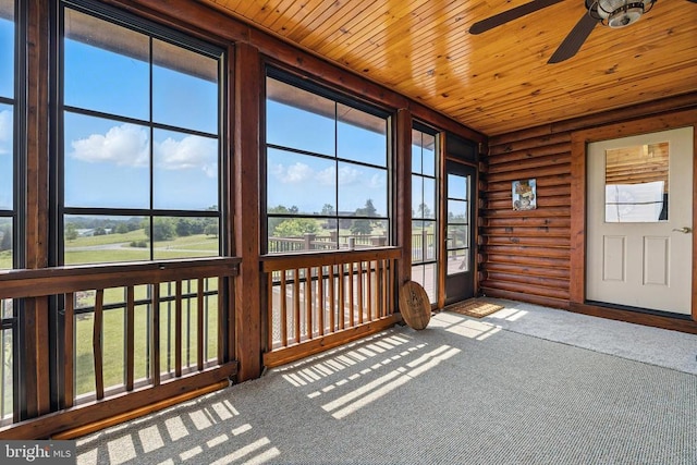 120 Wildflower Ln, Luray, VA 22835 - unfurnished sunroom with a ceiling fan and plenty of natural light