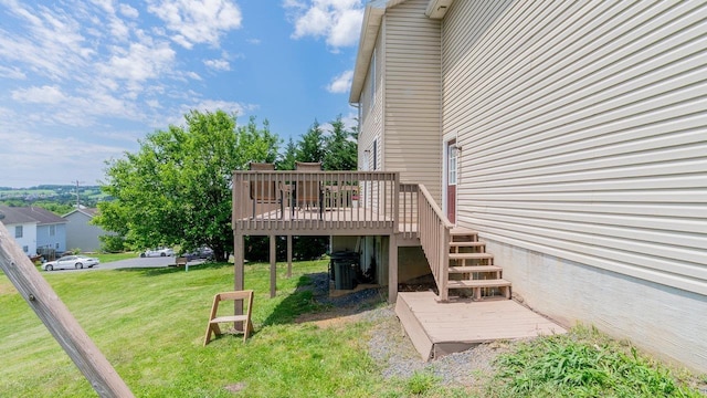 1411 Shenstone Dr, Harrisonburg, VA 22802 - wooden deck with a lawn and stairway