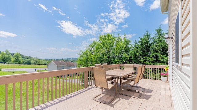 1411 Shenstone Dr, Harrisonburg, VA 22802 - wooden terrace featuring outdoor dining area and a yard