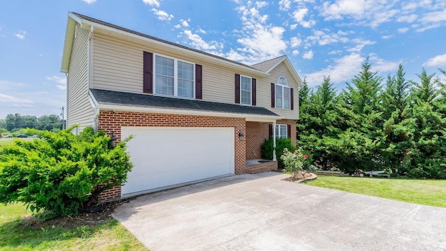 1411 Shenstone Dr, Harrisonburg, VA 22802 - view of front facade with brick siding, concrete driveway, and a garage