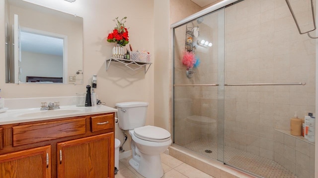 1411 Shenstone Dr, Harrisonburg, VA 22802 - bathroom with vanity, a shower stall, and tile patterned flooring