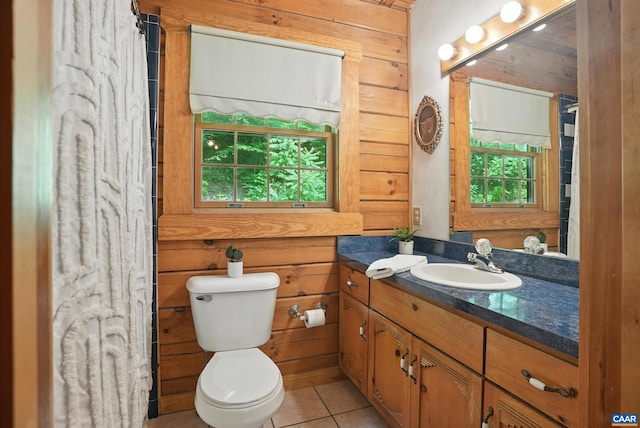 2070 Woodson Rd, Nelson, VA 22967 - full bath with vanity, tile patterned floors, and wood walls