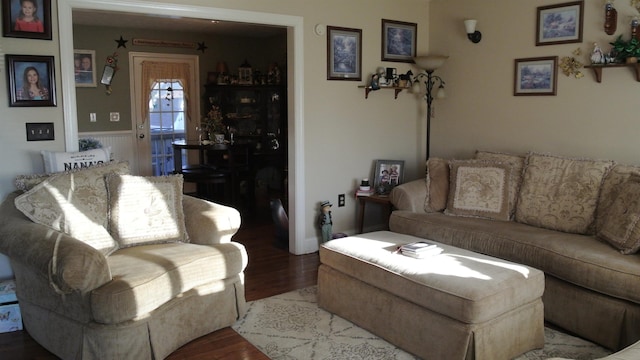 living area with wood finished floors