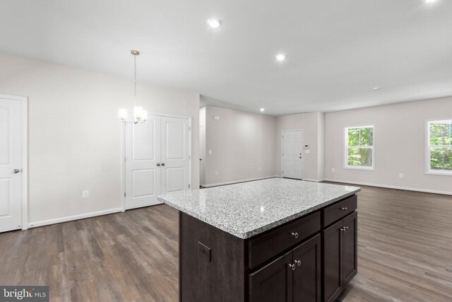 27000 Tatum Rd, Unionville, VA 22567 - kitchen with wood finished floors, a chandelier, baseboards, and recessed lighting