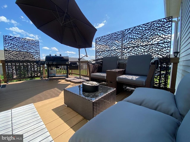 11708 Robin Woods Cir, Spotsylvania, VA 22551 - wooden terrace featuring grilling area