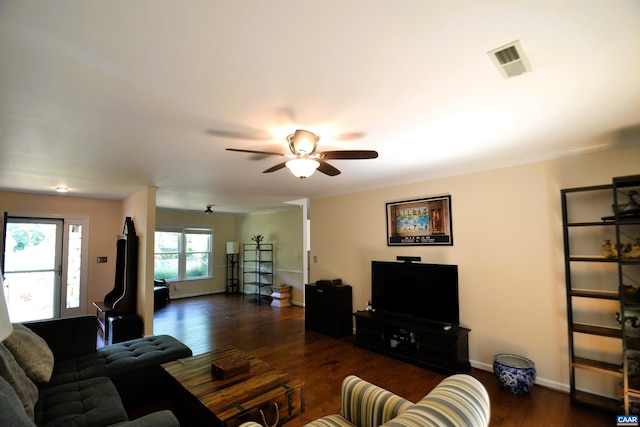 2090 Tavernor Ln, Charlottesville, VA 22911 - living room with wood finished floors and ceiling fan