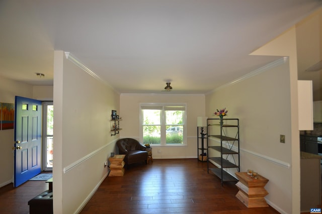 2090 Tavernor Ln, Charlottesville, VA 22911 - sitting room with crown molding and dark wood-style floors