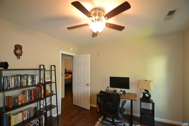2090 Tavernor Ln, Charlottesville, VA 22911 - office with ceiling fan and wood finished floors