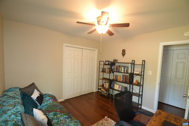 2090 Tavernor Ln, Charlottesville, VA 22911 - office with ceiling fan and wood finished floors