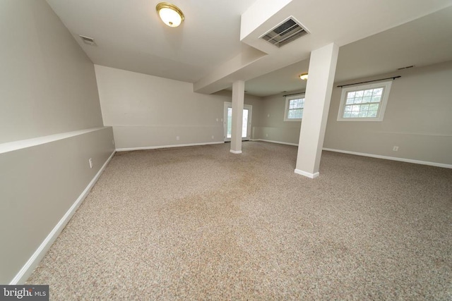  - below grade area with baseboards and carpet flooring