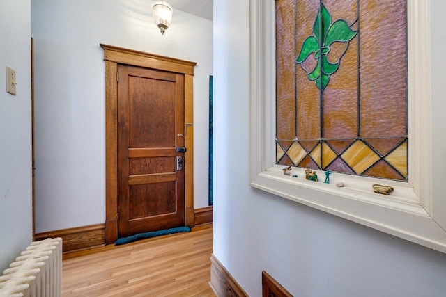 289 Newman Ave, Harrisonburg, VA 22801 - entryway with radiator heating unit and wood finished floors