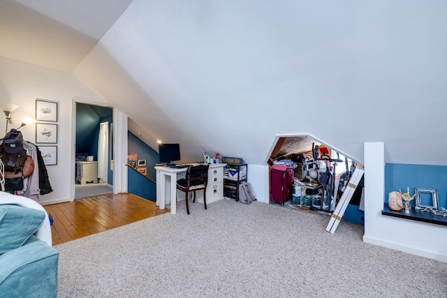 289 Newman Ave, Harrisonburg, VA 22801 - carpeted office space with lofted ceiling, baseboards, and wood finished floors