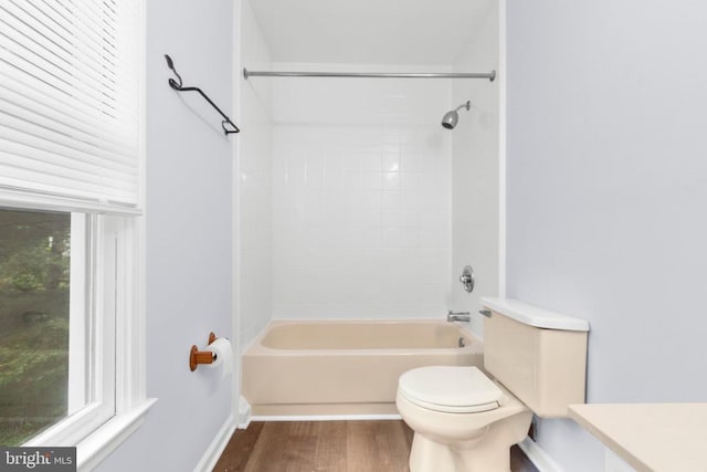 10807 Bent Tree Dr, Fredericksburg, VA 22407 - bathroom with toilet, shower / washtub combination, wood finished floors, vanity, and baseboards
