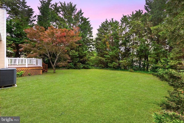 10807 Bent Tree Dr, Fredericksburg, VA 22407 - view of green lawn with a wooden deck and cooling unit
