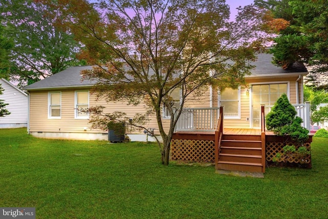 10807 Bent Tree Dr, Fredericksburg, VA 22407 - back of house with a deck and a lawn