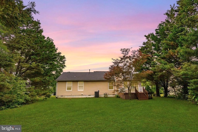 10807 Bent Tree Dr, Fredericksburg, VA 22407 - rear view of house featuring crawl space, a yard, and a wooden deck
