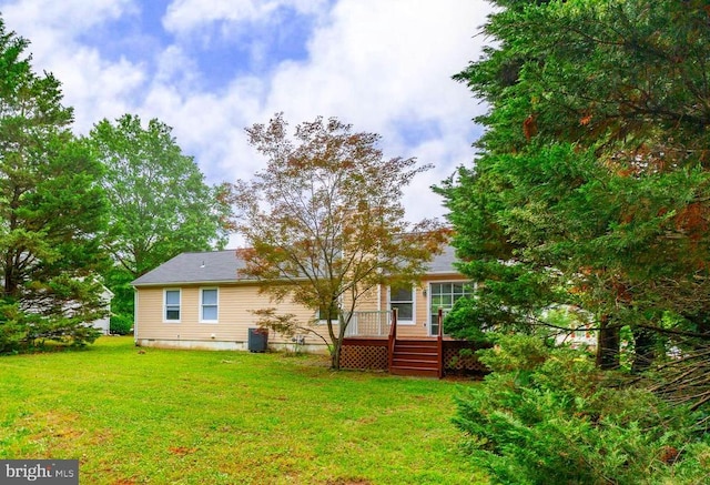 10807 Bent Tree Dr, Fredericksburg, VA 22407 - back of house with a lawn, a deck, crawl space, and cooling unit