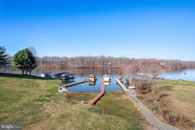 6800 Lake Pointe Dr, Mineral, VA 23117 - dock area featuring a water view and a lawn