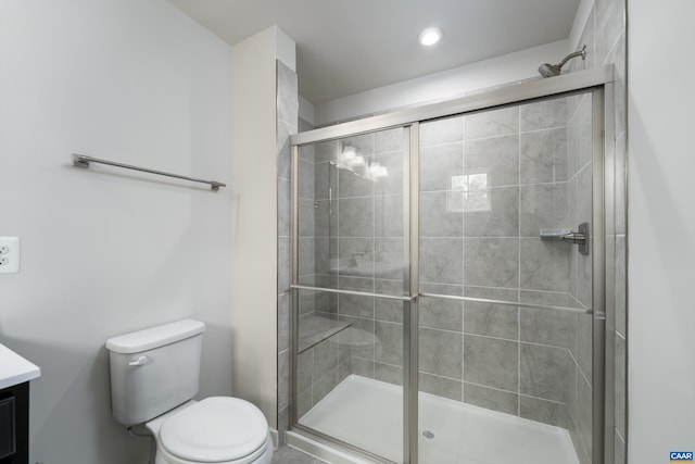 107 Archer Dr, Palmyra, VA 22963 - bathroom with vanity, a stall shower, and recessed lighting