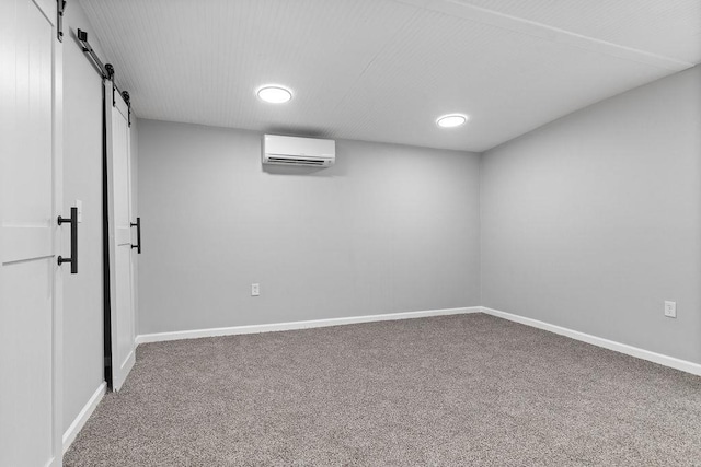 14372 E Side Hwy S, Grottoes, VA 24401 - below grade area featuring an AC wall unit, carpet, a barn door, and baseboards