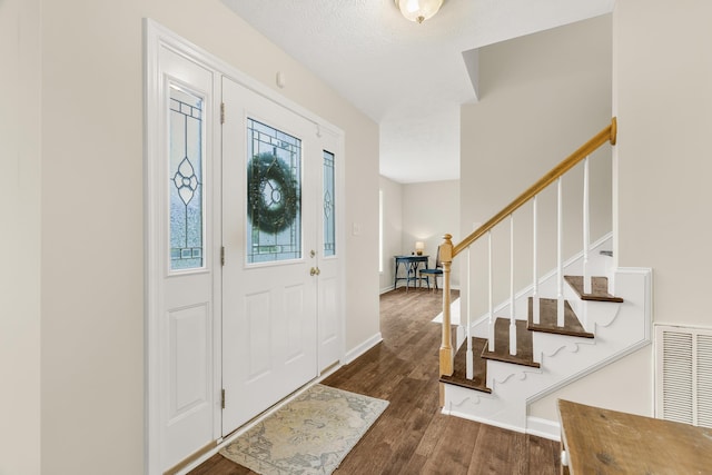 740 Confederacy Dr, Penn Laird, VA 22846 - entryway with wood finished floors, stairs, and baseboards