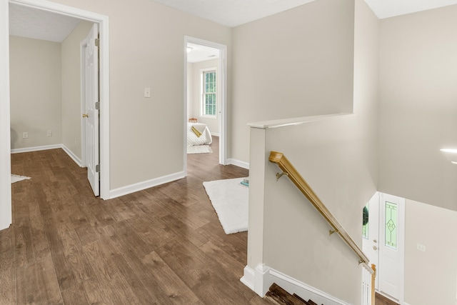740 Confederacy Dr, Penn Laird, VA 22846 - hallway featuring an upstairs landing, wood finished floors, and baseboards