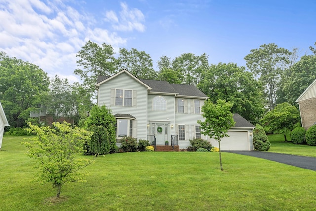 740 Confederacy Dr, Penn Laird, VA 22846 - view of front of property with asphalt driveway, a garage, and a front lawn