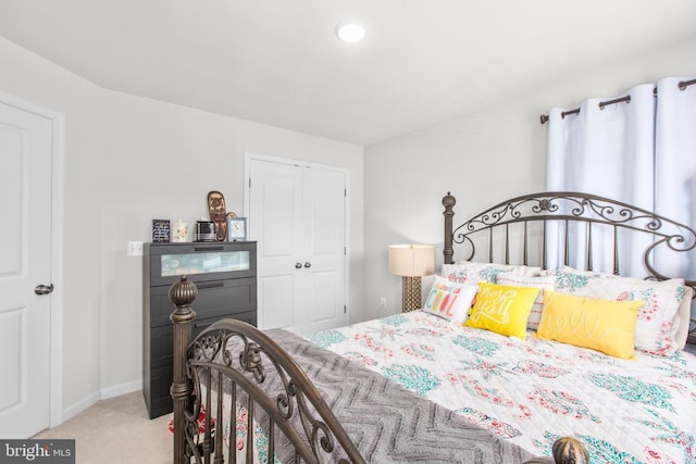 3801 Drayton Ct, Fredericksburg, VA 22408 - bedroom featuring light carpet, a closet, and recessed lighting