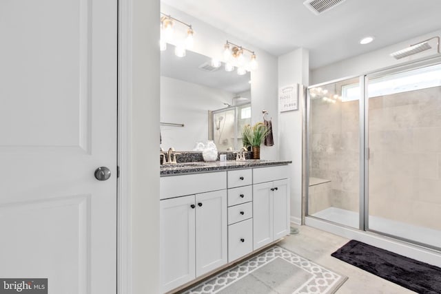 3801 Drayton Ct, Fredericksburg, VA 22408 - full bathroom featuring healthy amount of natural light, double vanity, and a stall shower