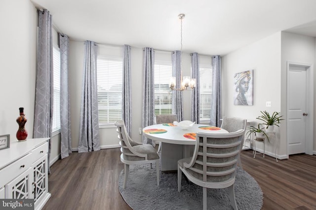 3801 Drayton Ct, Fredericksburg, VA 22408 - dining space featuring a chandelier and dark wood-style floors