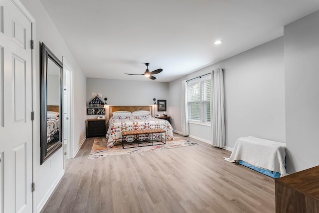 16715 Prospect Ave E, Elkton, VA 22827 - bedroom featuring wood finished floors, baseboards, ceiling fan, and recessed lighting