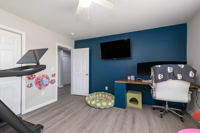16715 Prospect Ave E, Elkton, VA 22827 - home office with wood finished floors, baseboards, and ceiling fan